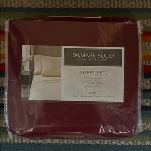 Charter Club Damask Solid Twin Sheet Set - Burgundy Red